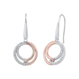 AMOR Silver Bi Colour Circle Drop Earrings