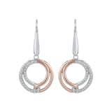 AMOR Silver Bi Colour Circle Drop Earrings