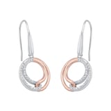 AMOR Silver Bi Colour Circle Drop Earrings