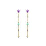 AMOR Yellow Gold Coloured Sterling Silver Multi Colour Stone Drop Earrings