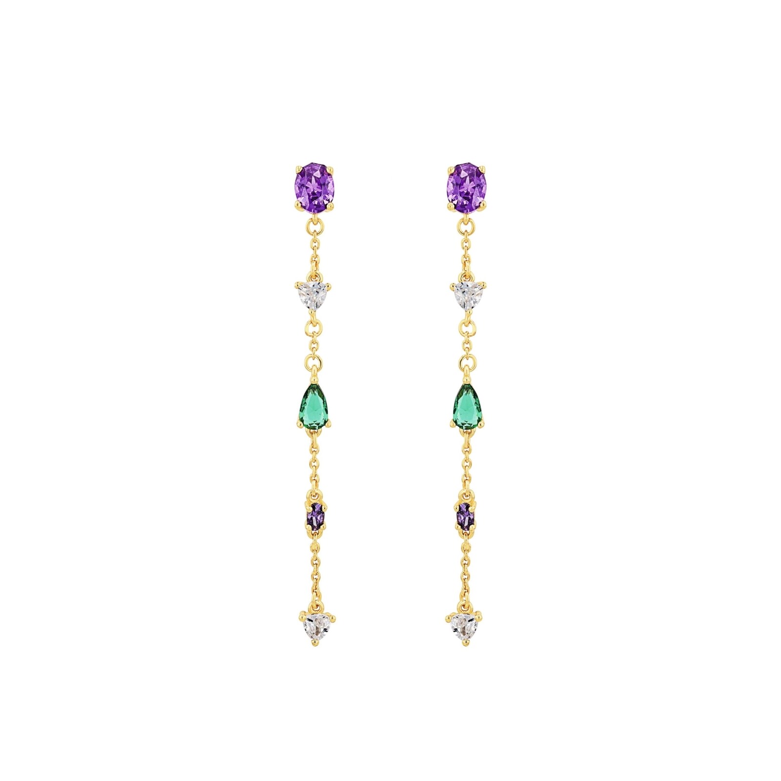AMOR Yellow Gold Coloured Sterling Silver Multi Colour Stone Drop Earrings