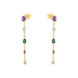 AMOR Yellow Gold Coloured Sterling Silver Multi Colour Stone Drop Earrings