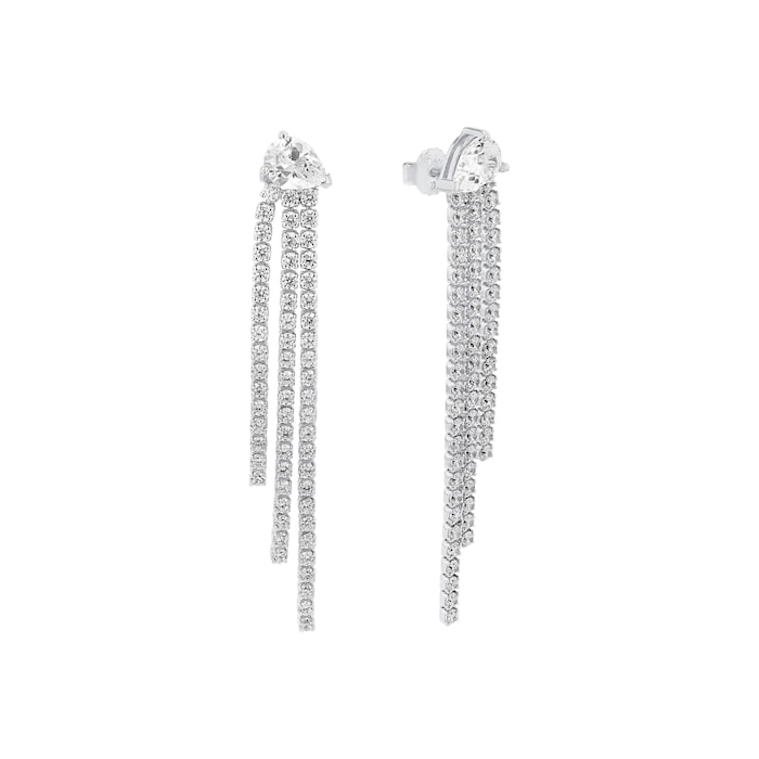 AMOR Silver Cubic Zirconia Drop Earrings