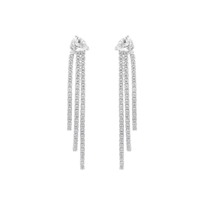 AMOR Silver Cubic Zirconia Drop Earrings