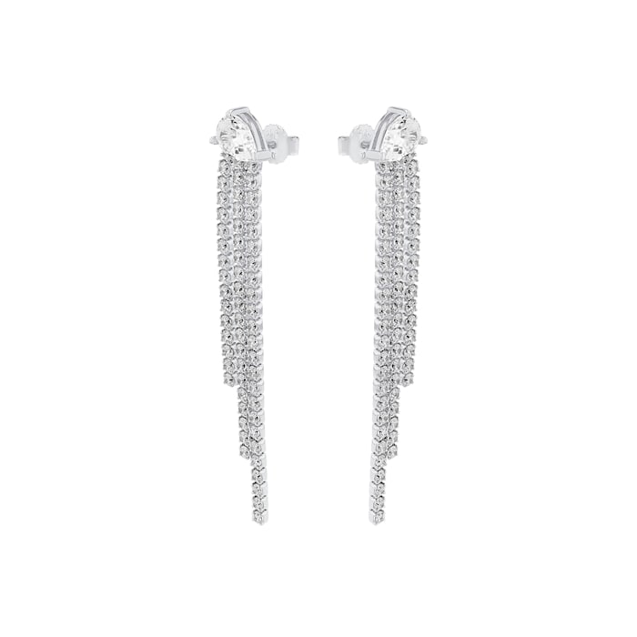 AMOR Silver Cubic Zirconia Drop Earrings