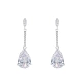 AMOR Silver Cubic Zirconia Pear Shaped Drop Earrings