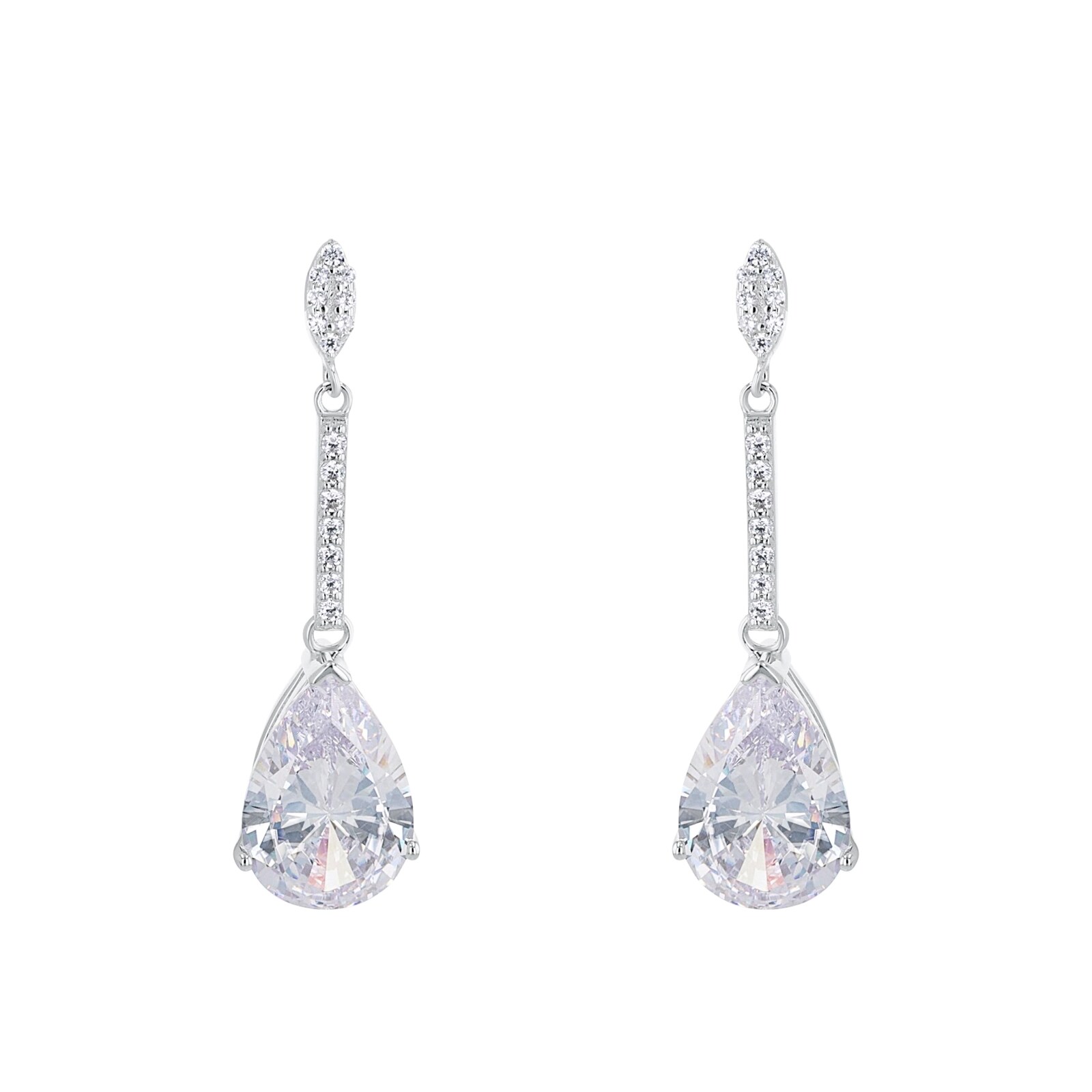 AMOR Silver Cubic Zirconia Pear Shaped Drop Earrings