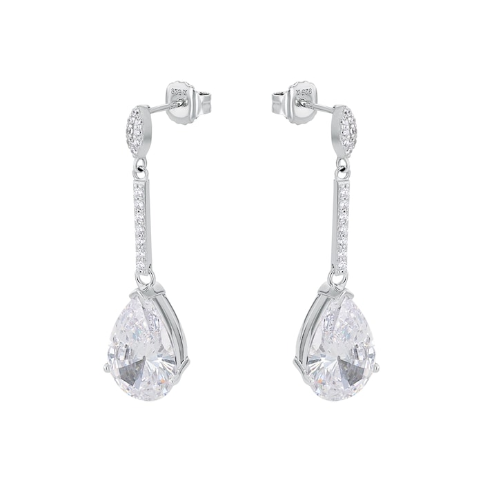 AMOR Silver Cubic Zirconia Pear Shaped Drop Earrings