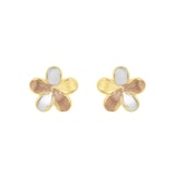 AMOR 9ct Yellow Gold Tri Colour Petal Stud Earrings