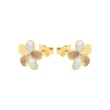 AMOR 9ct Yellow Gold Tri Colour Petal Stud Earrings