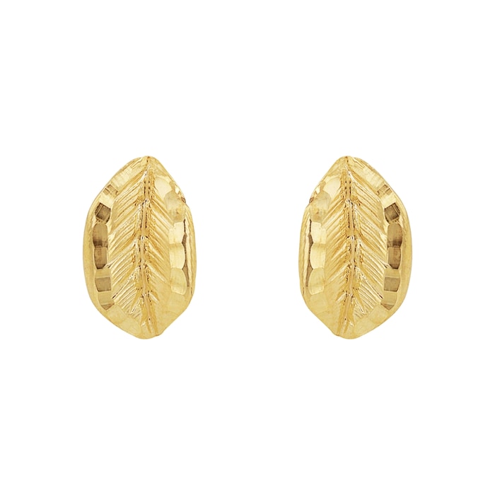 AMOR 9ct Yellow Gold Leaf Stud Earrings