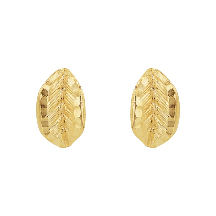 AMOR 9ct Yellow Gold Leaf Stud Earrings