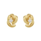 AMOR 9ct Yellow Gold Cubic Zirconia Knot Stud Earrings