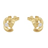 AMOR 9ct Yellow Gold Cubic Zirconia Knot Stud Earrings