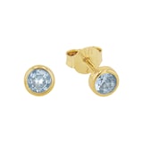 AMOR 9ct Yellow Gold Blue Stone Stud Earrings