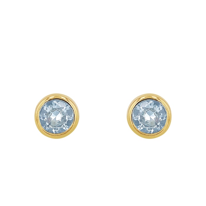 AMOR 9ct Yellow Gold Blue Stone Stud Earrings