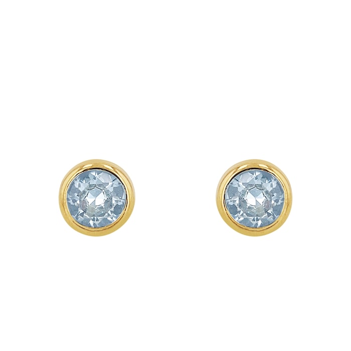 AMOR 9ct Yellow Gold Blue Stone Stud Earrings