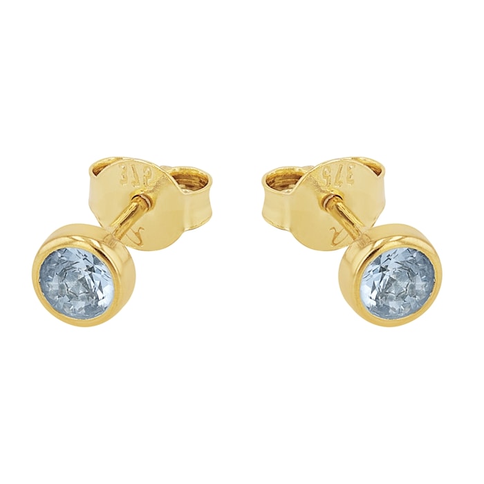 AMOR 9ct Yellow Gold Blue Stone Stud Earrings