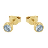 AMOR 9ct Yellow Gold Blue Stone Stud Earrings