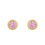 AMOR 9ct Yellow Gold Pink Cubic Zirconia Stud Earrings