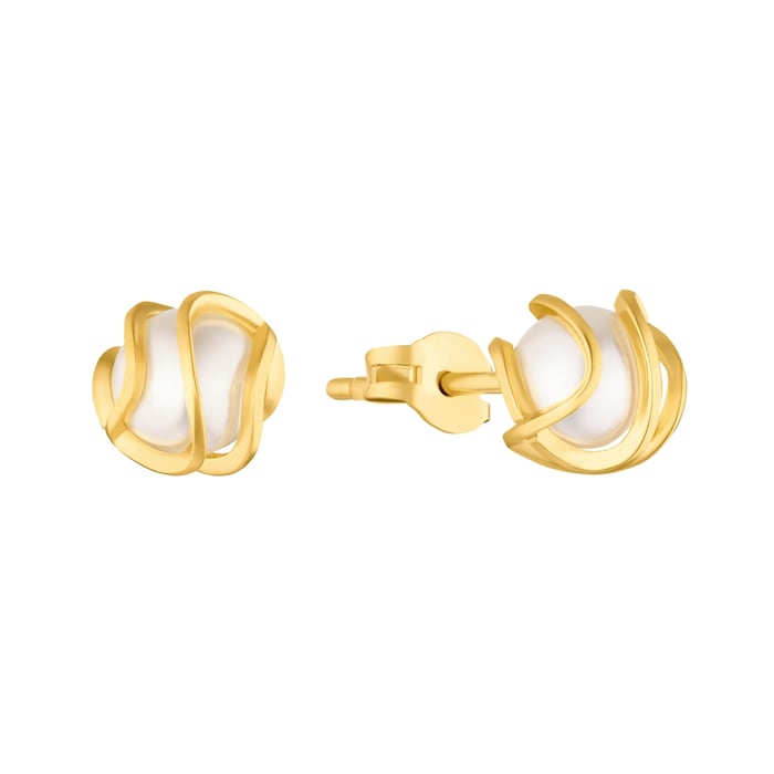 AMOR 9ct Yellow Gold Bead Stud Earrings