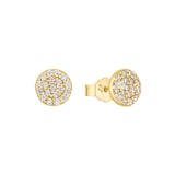 AMOR 9ct Yellow Gold Cubic Zirconia Circle Stud Earrings