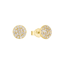 37970173 - 9ct Yellow Gold Cubic Zirconia Circle Stud Earrings