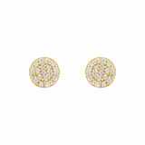 AMOR 9ct Yellow Gold Cubic Zirconia Circle Stud Earrings