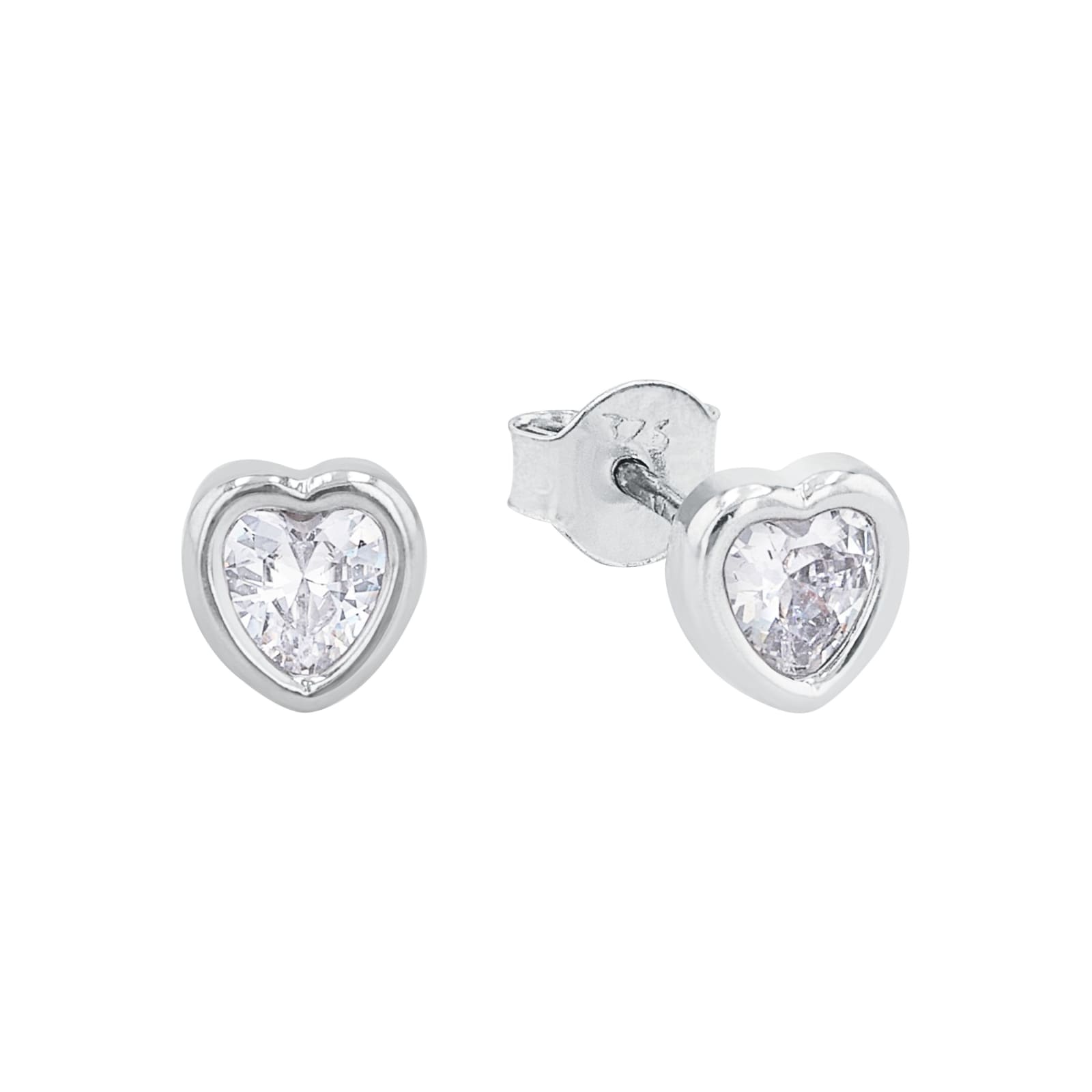 9ct White Gold Cubic Zirconia Heart Stud Earrings