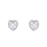 AMOR 9ct White Gold Cubic Zirconia Heart Stud Earrings