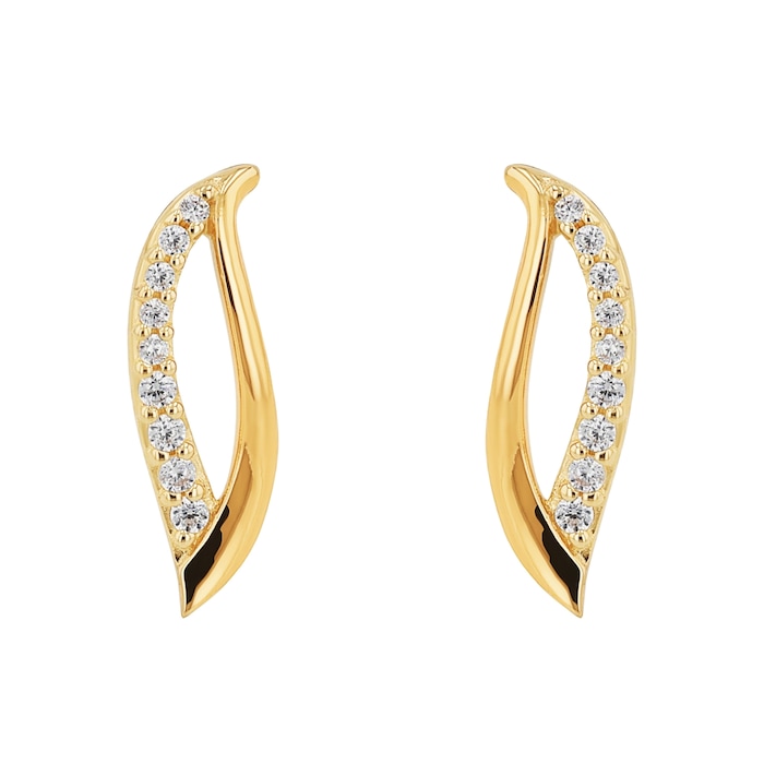 AMOR 14ct Yellow Gold Cubic Zirconia Stud Earrings