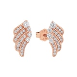 AMOR Rose Gold Coloured Sterling Silver Cubic Zirconia Wing Stud Earrings