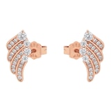 AMOR Rose Gold Coloured Sterling Silver Cubic Zirconia Wing Stud Earrings