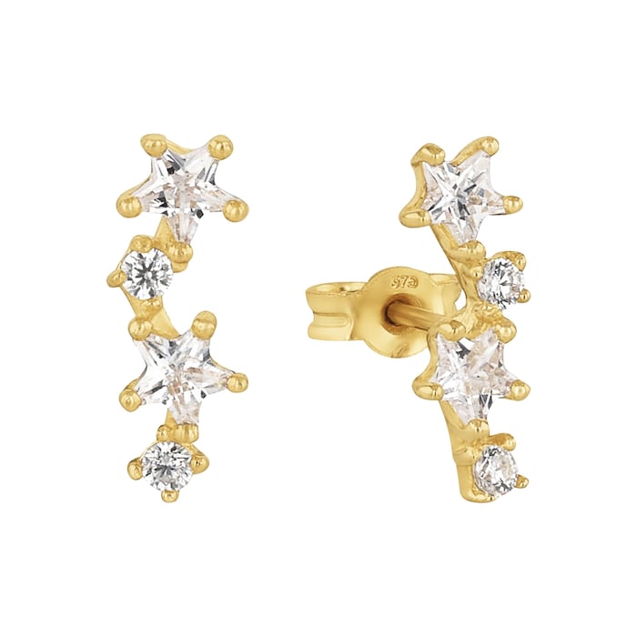 AMOR 9ct Yellow Gold Cubic Zirconia Drop Earrings