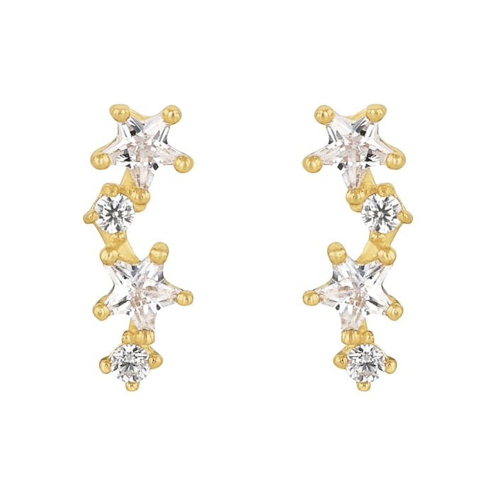 AMOR 9ct Yellow Gold Cubic Zirconia Drop Earrings