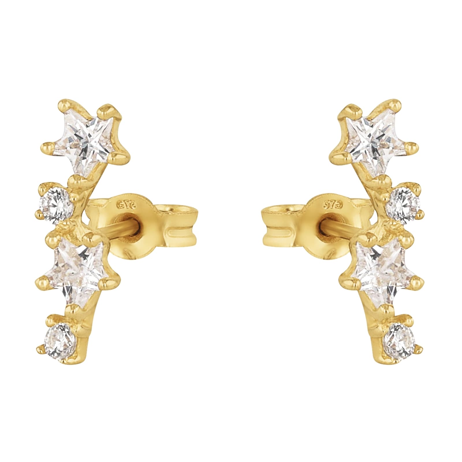 AMOR 9ct Yellow Gold Cubic Zirconia Drop Earrings AMOR 9ct Yellow Gold Cubic Zirconia Drop Earrings