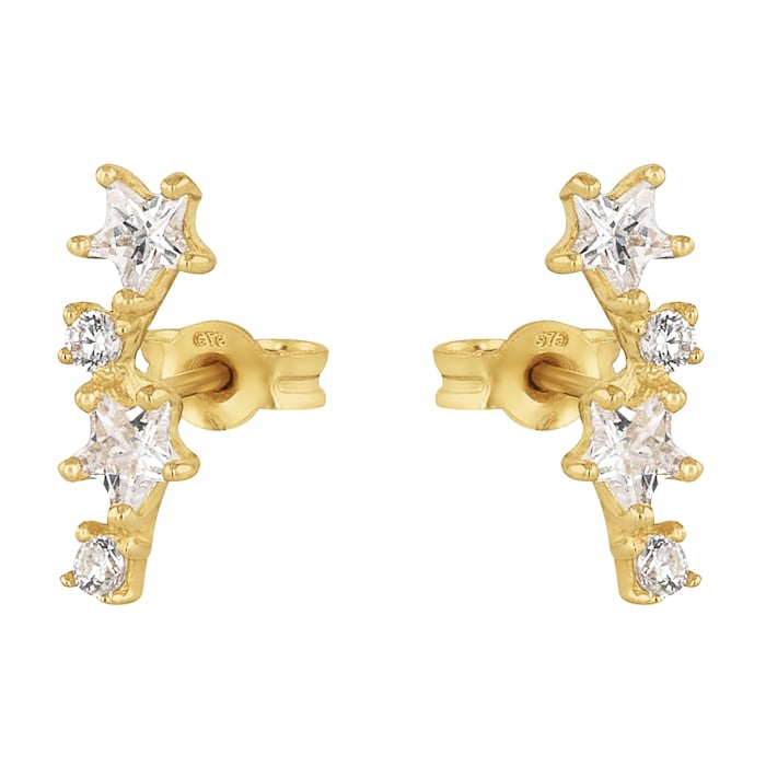 AMOR 9ct Yellow Gold Cubic Zirconia Drop Earrings