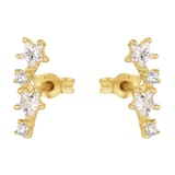 AMOR 9ct Yellow Gold Cubic Zirconia Drop Earrings