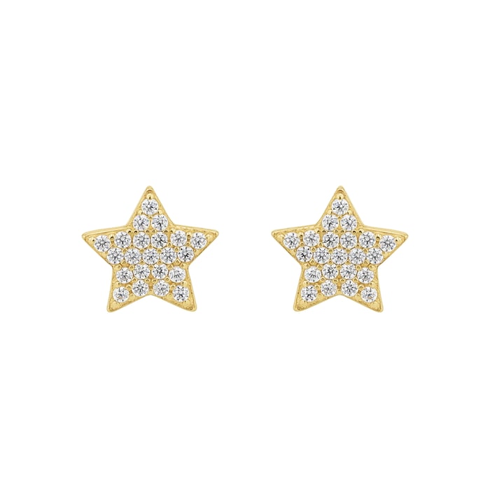 AMOR 9ct Yellow Gold Cubic Zirconia Star Stud Earrings