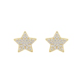 AMOR 9ct Yellow Gold Cubic Zirconia Star Stud Earrings