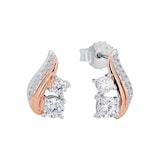 AMOR Silver Bi Colour Cubic Zirconia Stud Earrings