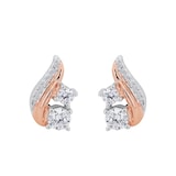 AMOR Silver Bi Colour Cubic Zirconia Stud Earrings