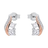 AMOR Silver Bi Colour Cubic Zirconia Stud Earrings