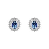 AMOR Silver Blue Stone Oval Earrings