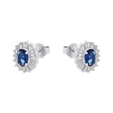 AMOR Silver Blue Stone Oval Earrings