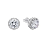 AMOR Silver 12mm Cubic Zirconia Round Stud Earrings