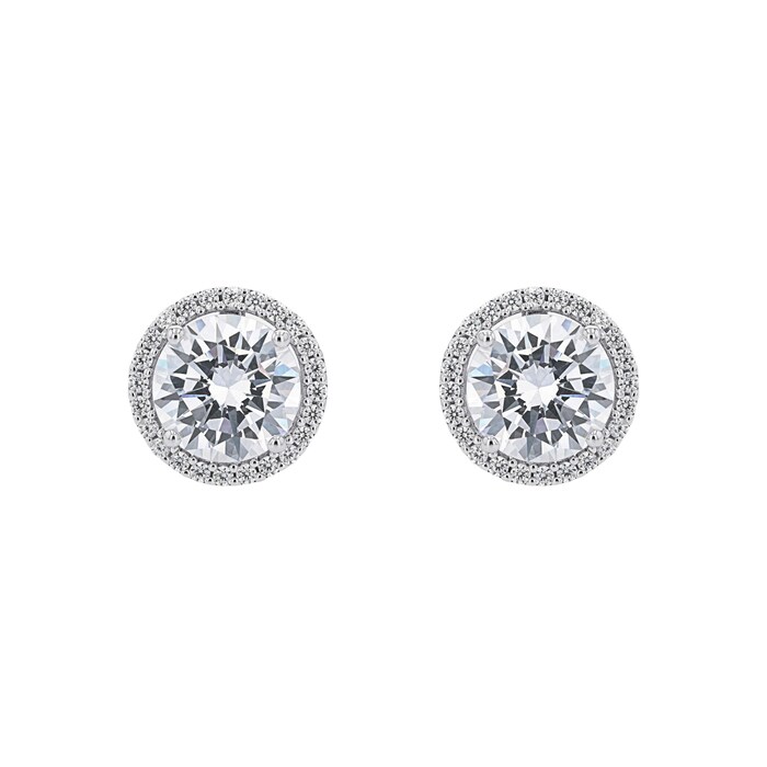 AMOR Silver 12mm Cubic Zirconia Round Stud Earrings