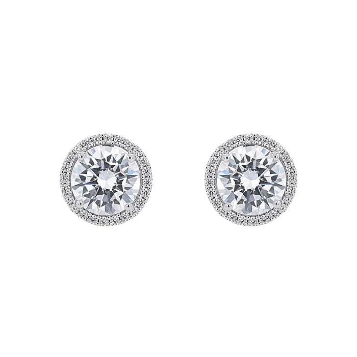 AMOR Silver 12mm Cubic Zirconia Round Stud Earrings