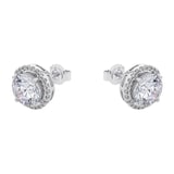 AMOR Silver 12mm Cubic Zirconia Round Stud Earrings