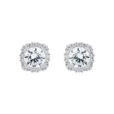 AMOR Silver 9mm Cubic Zirconia Round Stud Earrings